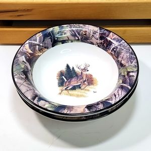 Whitetail Buck Deer Soup Bowls by Al Agnew RealTree, Set of 2